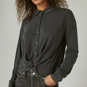 Lucky Brand Sandwash Twist Front Button-Up Black XL